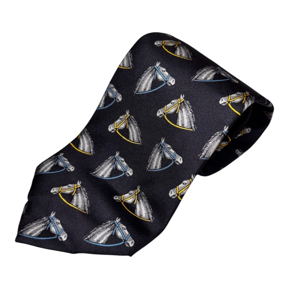 Oaklawn 2018 Arkansas Derby Silk Tie Navy Blue Made Italy‎ Equestrian Horses